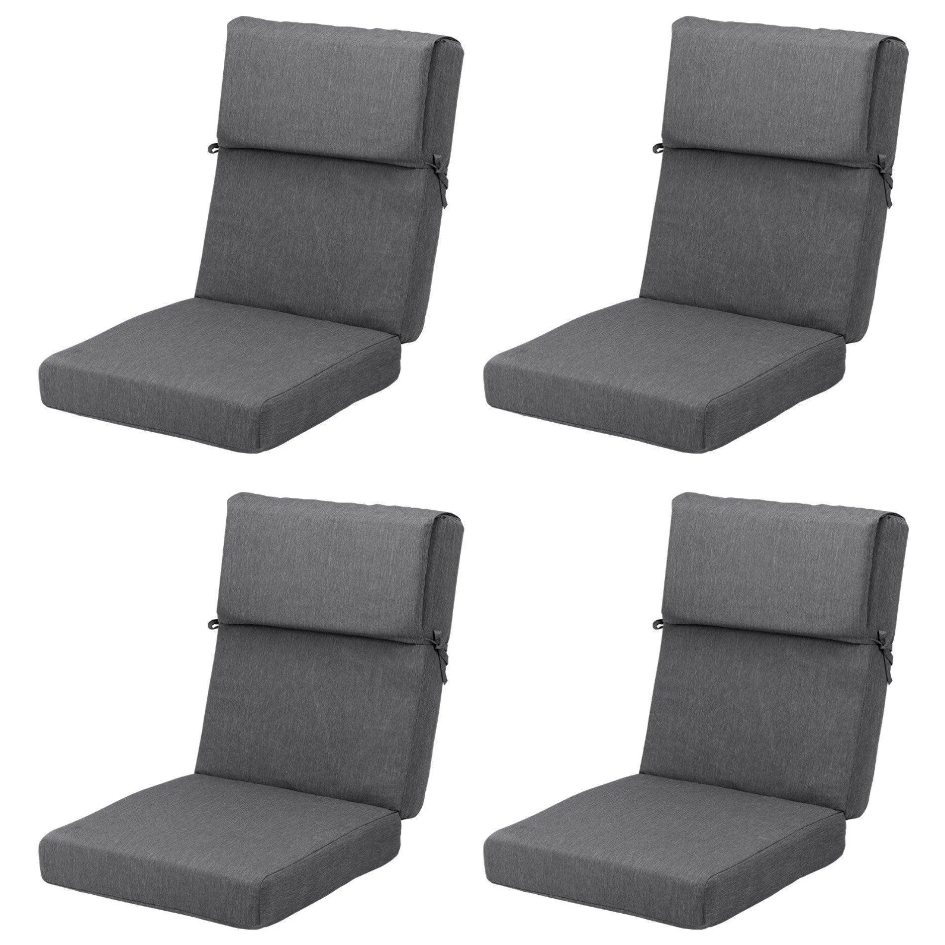 45x22x4 inch High Back Chair Cushions Set of 4 - Charcoal - Aoodor